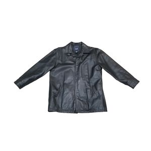 GAP Black Leather Coat, Vintage Men's Leather Jacket